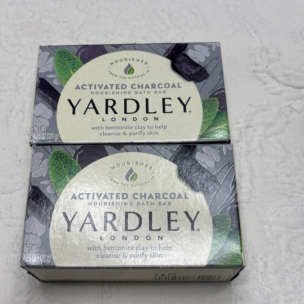 2 Bars Yardley London Activated Charcoal Moisturizing Bath Soap 4 oz Ea
